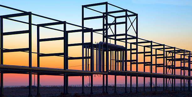 Oil Refinery Piping system in contrast with a blue sky